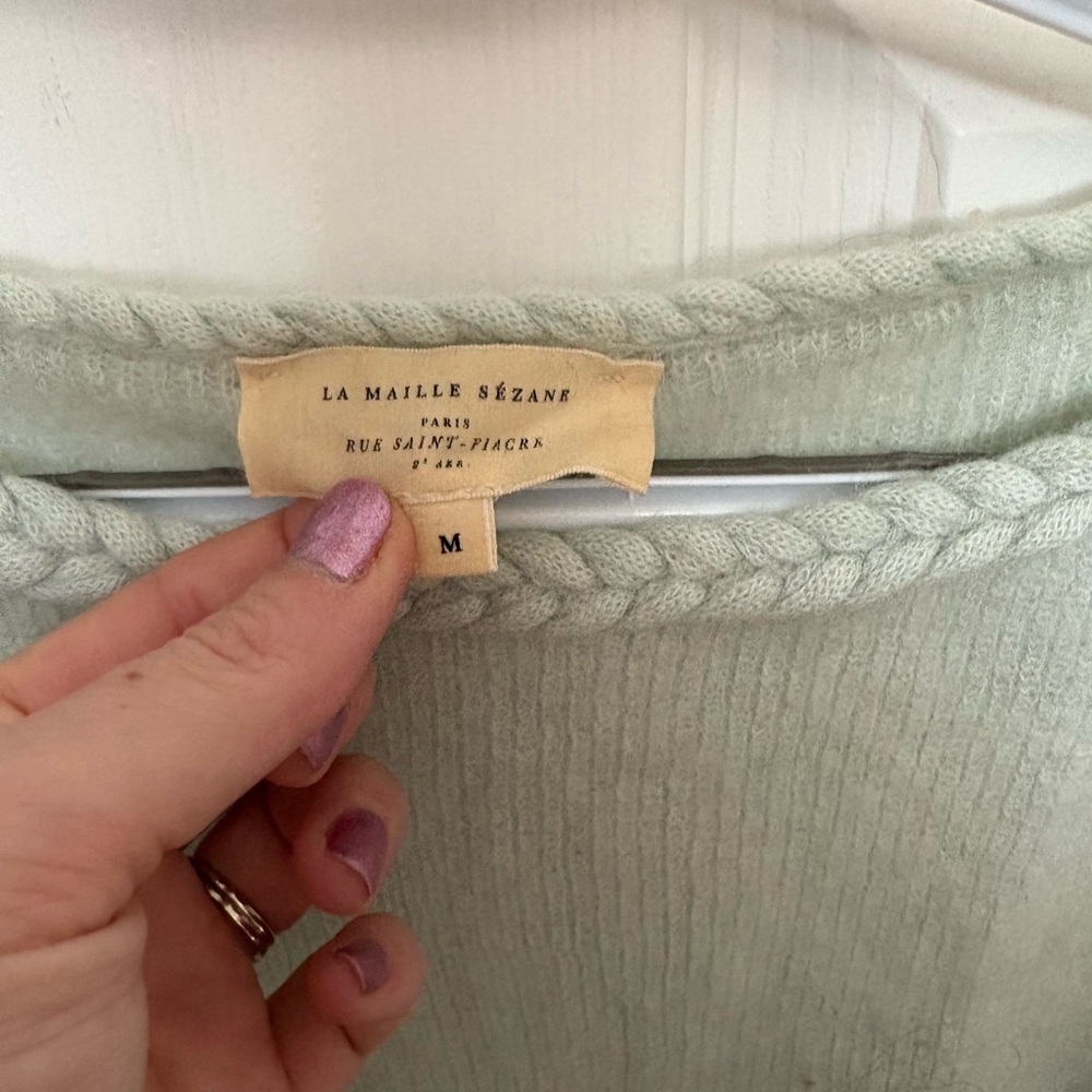 Sézane Mint Green Crew Neck Sweater